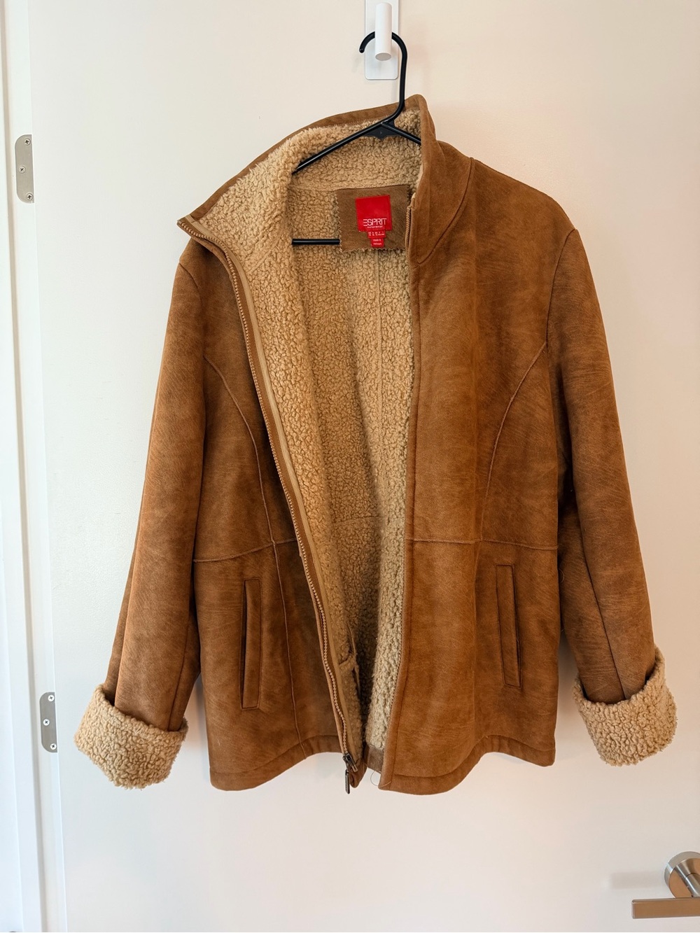 Vintage Esprit Women's Brown Suede Teddy-Lined Jacket